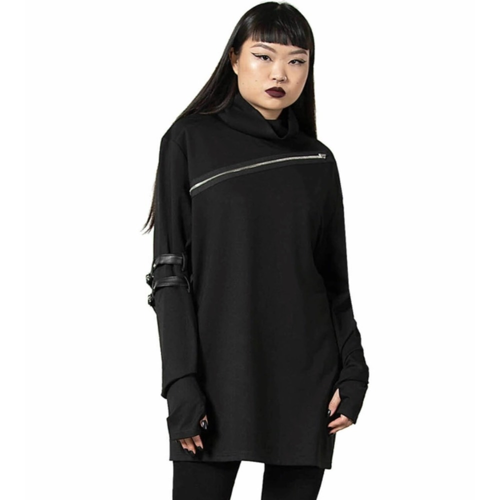 Killstar Meridian Long Sleeve Top Women 3XL Black Asymmetric Goth Grunge NWT